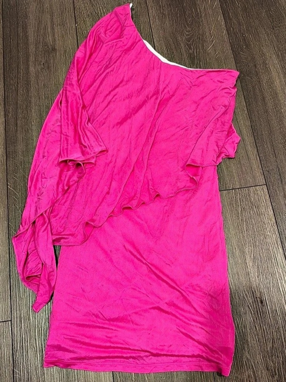 Jay Godfrey Pink One-Shoulder Ruffle cocktail dress Size 0 100% silk
